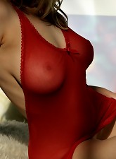 Sydney Moon plays with herself in her red nightie - Digital Desire
